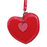 Women Small Wallet Pink Red Heart Organizer Coin Purse PU Leather Mini Clutch Bag