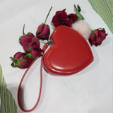 Women Small Wallet Pink Red Heart Organizer Coin Purse PU Leather Mini Clutch Bag