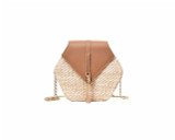 Hexagon Mulit Style Straw Leather Handbag Women Rattan Bag Handmade Woven Bohemia Shoulder Bag