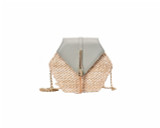 Hexagon Mulit Style Straw Leather Handbag Women Rattan Bag Handmade Woven Bohemia Shoulder Bag