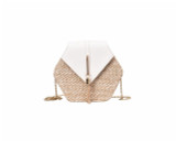 Hexagon Mulit Style Straw Leather Handbag Women Rattan Bag Handmade Woven Bohemia Shoulder Bag