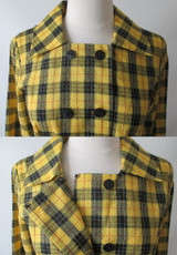 Vintage 60's Yellow Tartan Plaid Day Dress M