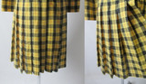 Vintage 60's Yellow Tartan Plaid Day Dress M