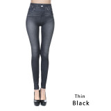 Women Fashion Faux Denim Jeans Leggings Real Pocket Pencil Pants Plus Size Women Fashion Faux Denim Jeans Leggings Real Pocket Pencil Pants Plus Size