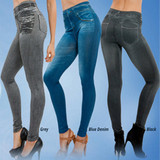 Women Fashion Faux Denim Jeans Leggings Real Pocket Pencil Pants Plus Size Women Fashion Faux Denim Jeans Leggings Real Pocket Pencil Pants Plus Size
