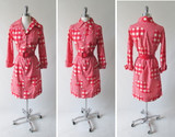 Vintage 60's I Magnin Gingham Flower Shirt Dress M