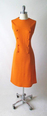 Vintage 60's MOD A Line Orange Dress L