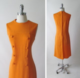Vintage 60's MOD A Line Orange Dress L