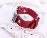 Attack on Titan Red Leather Survey Corps Bracelet