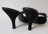 Vintage 50's Black Suede Satin Bow Springolator Heels Shoes 7.5 / 8