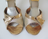 Vintage Gold Lame Chromespun 50's 60's Springolator Heels Shoes 8