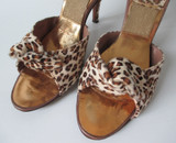 Vintage 50's 60's Leopard Springolator Heels Shoes 8