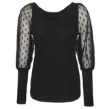 Women Polka Dot Puff Sleeve Blouse