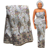 Bestway New African Lace Fabric 2021 Nigerian Women Party Luxury Multicolor Sequins Embroidery 5 Yards French Tulle Lace Fabric