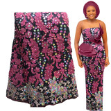 Bestway New African Lace Fabric 2021 Nigerian Women Party Luxury Multicolor Sequins Embroidery 5 Yards French Tulle Lace Fabric