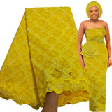 Bestway African Swiss Voile Lace Fabric 5 Yards with Million Stones