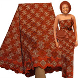 Bestway African Swiss Voile Lace Fabric 5 Yards with Million Stones