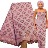 Bestway African Swiss Voile Lace Fabric 5 Yards with Million Stones