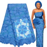 Teal Sequin Embroidery Nigerian Lace Fabric 5 Yards Free Shipping