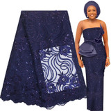 African Lace Fabric High Quality Embroidery Sequin Dress 5 Yards Free Shipping
