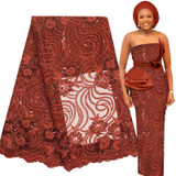 African Lace Fabric High Quality Embroidery Sequin Dress 5 Yards Free Shipping