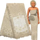 African Lace Fabric High Quality Embroidery Sequin Dress 5 Yards Free Shipping