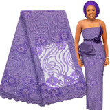 African Lace Fabric High Quality Embroidery Sequin Dress 5 Yards Free Shipping