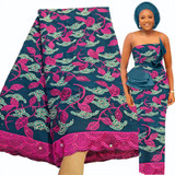 Fashionable Embroidered Textured Cotton Voile Fabric 5 Yards Free shipping