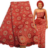 Free Shipping Embroidered Eyelet Nigerian Dress  5 Yards French Lace Fabric