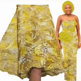 Latest French Sequin Lace Fabric Nigerian Dress Sewing Material 5 Yards Free Shipping