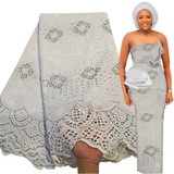 Free shipping newest 100% swiss voile lace with stones 5 yards