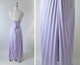 • Vintage 70's 50's 50's Travilla / Marilyn Style Accordion Pleat Lilac Purple Evening Cocktail Party Dress S