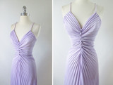 • Vintage 70's 50's 50's Travilla / Marilyn Style Accordion Pleat Lilac Purple Evening Cocktail Party Dress S