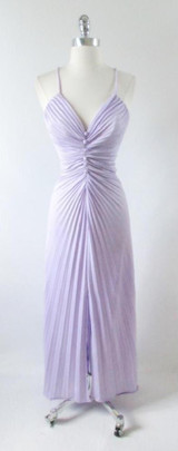 • Vintage 70's 50's 50's Travilla / Marilyn Style Accordion Pleat Lilac Purple Evening Cocktail Party Dress S