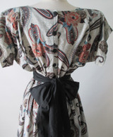 Vintage 80's Paisley & Flower Oragami Dress M
