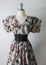 Vintage 80's Paisley & Flower Oragami Dress M