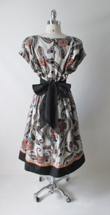 Vintage 80's Paisley & Flower Oragami Dress M