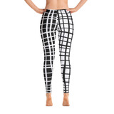 Kiki Uneven Grid Leggings--Black with White and White with Black Contrast Leg