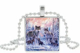 Wolf cabochon necklace