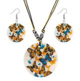 Butterfly shell necklace and earring set