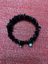 Black stone and crystal bracelet