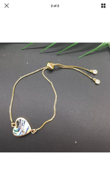 Heart Abalone shell box chain bracelet