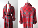 Vintage 50's  Red White Blue Victory Plaid Swing Coat M L