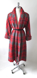 Vintage 50's  Red White Blue Victory Plaid Swing Coat M L