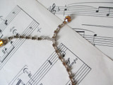Vintage Emerald Cut Amber Rhinestone Necklace