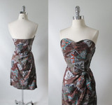 Vintage 50's Hawaiian Tribal Leaf Sarong Dress M