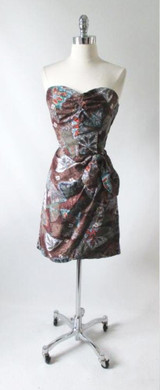 Vintage 50's Hawaiian Tribal Leaf Sarong Dress M
