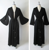 Vintage 70's Black Rhinestone Palazzo Pants Jumpsuit M L