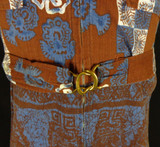 Vintage 60s Iolani Red Barkcloth Belted Hawaiian Shirt