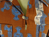 Vintage 60s Iolani Red Barkcloth Belted Hawaiian Shirt